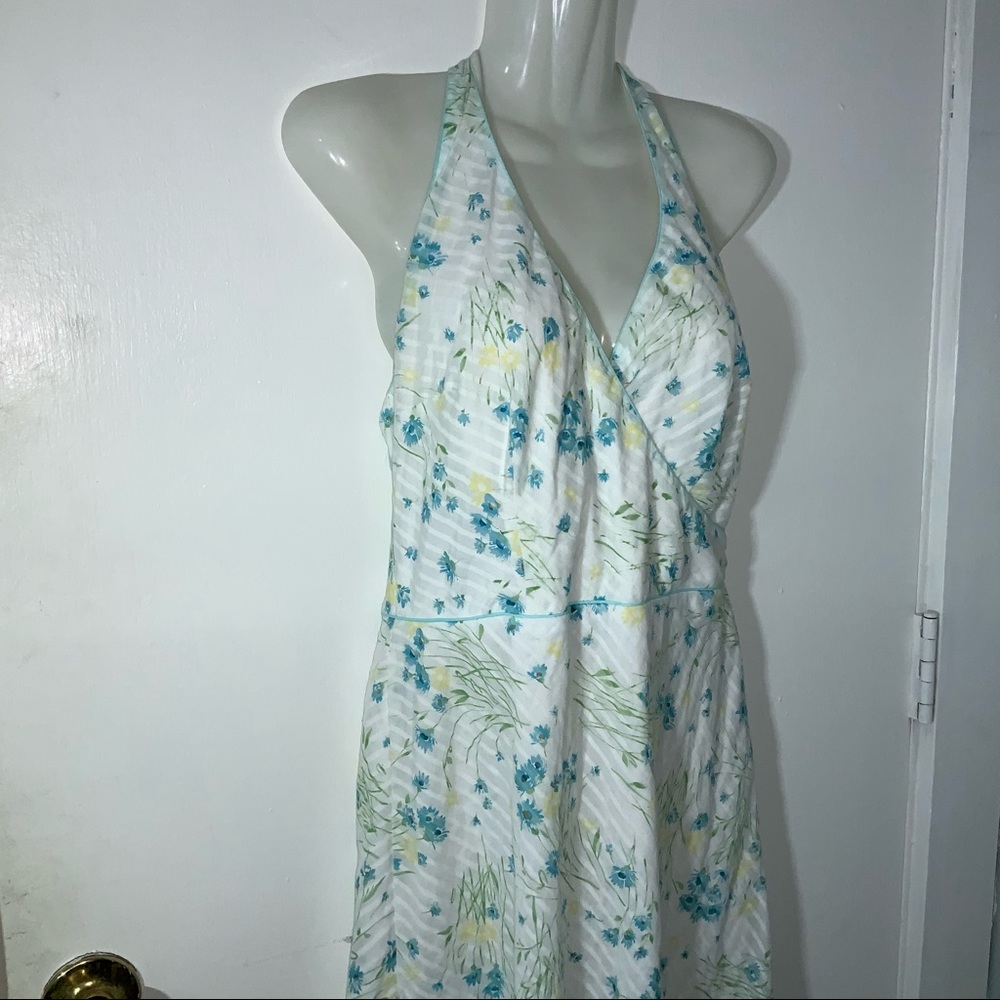 FAITH PASSION Floral Cross Front HALTER  DRESS SZ 8